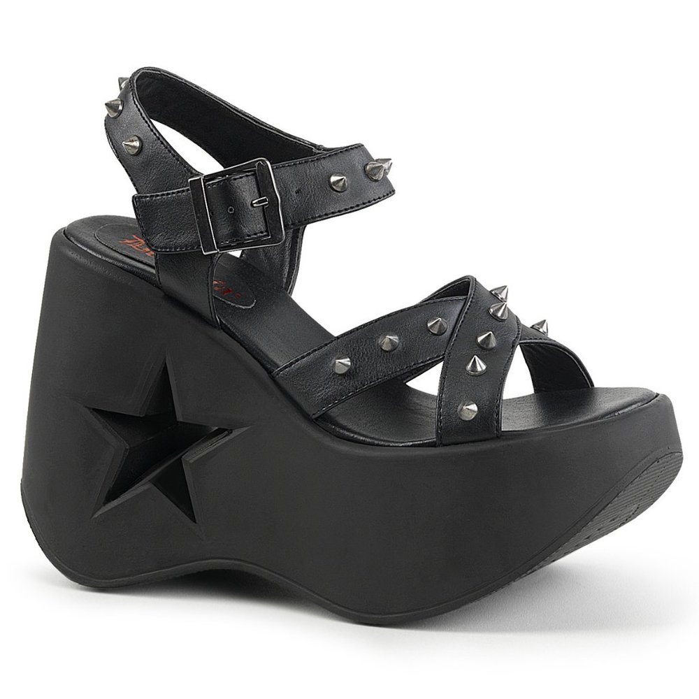 Demonia Dynamite 02 Black Studded Platform Sandal - Picture 1 of 5